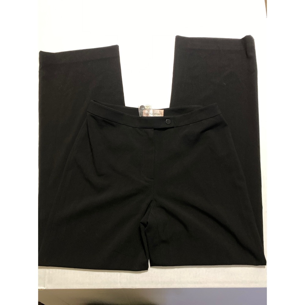 Bloomingdale's Black Wide Leg Women's Dress Pants Size 8 High Rise Trousers